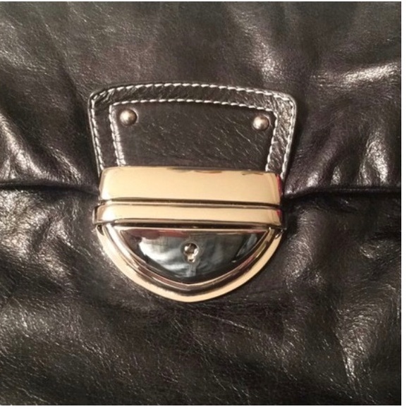 Cynthia Rowley Oversized Black Leather Clutch - Picture 2 of 6